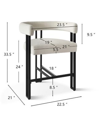 Set of 3 Modern Velvet Counter Stools,Armrest Counter Chairs for Kitchen with 3 Legs Design