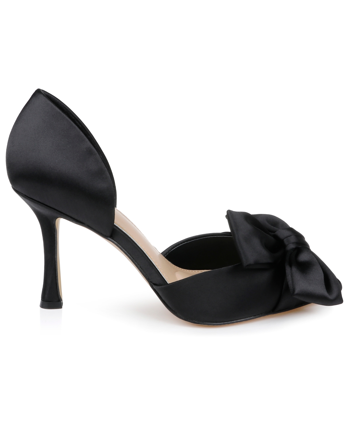 Women's Sidney Slip On Evening Bow Pumps In Black Satin