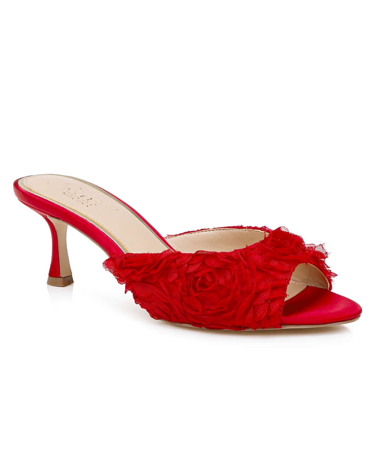 Jewel Badgley Mischka Scarlet Mesh Flower Sandal In Red Chiffon