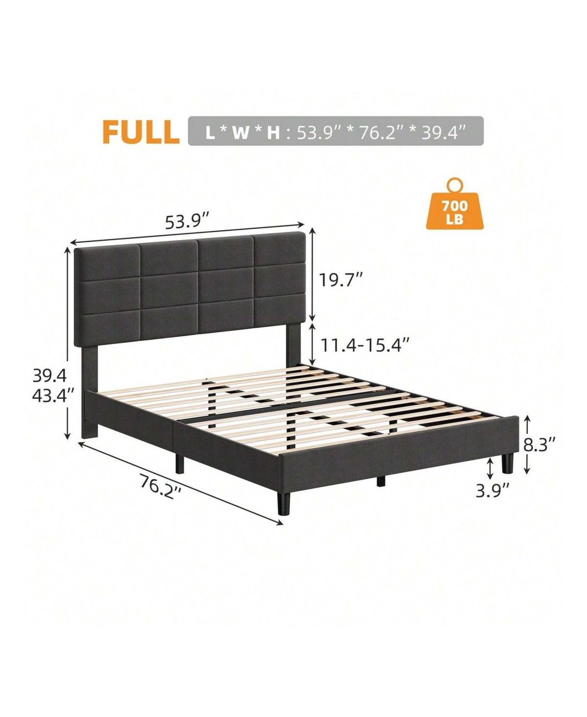 gaomon Platform Bed Frame, Linen Upholstered Bed Frame, Wooden Slats Support, No Box Spring Needed, Noise-Free