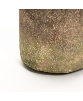 Rustic Ginger Root Brown Cement 11-Inch Tall Indoor and Outdoor Cylinder Vase