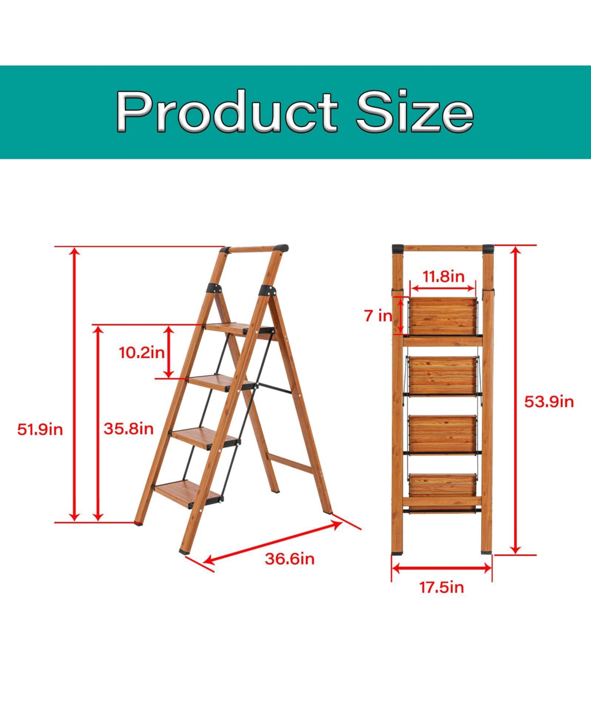 Flynama 3 Step Ladder, 3 Step Stool Folding Step Stool with Handrails, Sturdy Step Stool for Adult, Gorilla Ladders 500LBS Capacity Sturdy& Portable