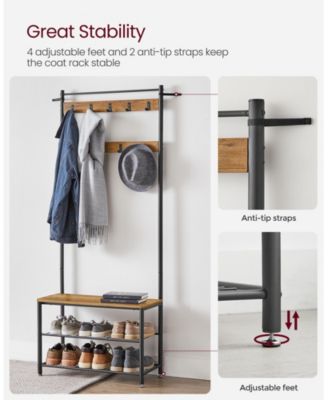 Entryway Industrial Style Coat Rack with Shoe Storage