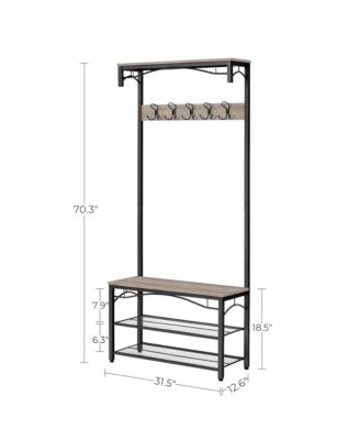 Industrial Style Coat Rack with Shoe Storage, 3-Tier Storage Shelf for Entryway, Greige