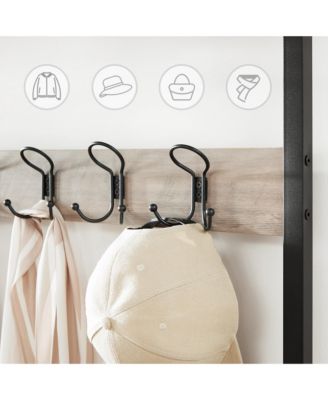 Industrial Style Coat Rack with Shoe Storage, 3-Tier Storage Shelf for Entryway, Greige