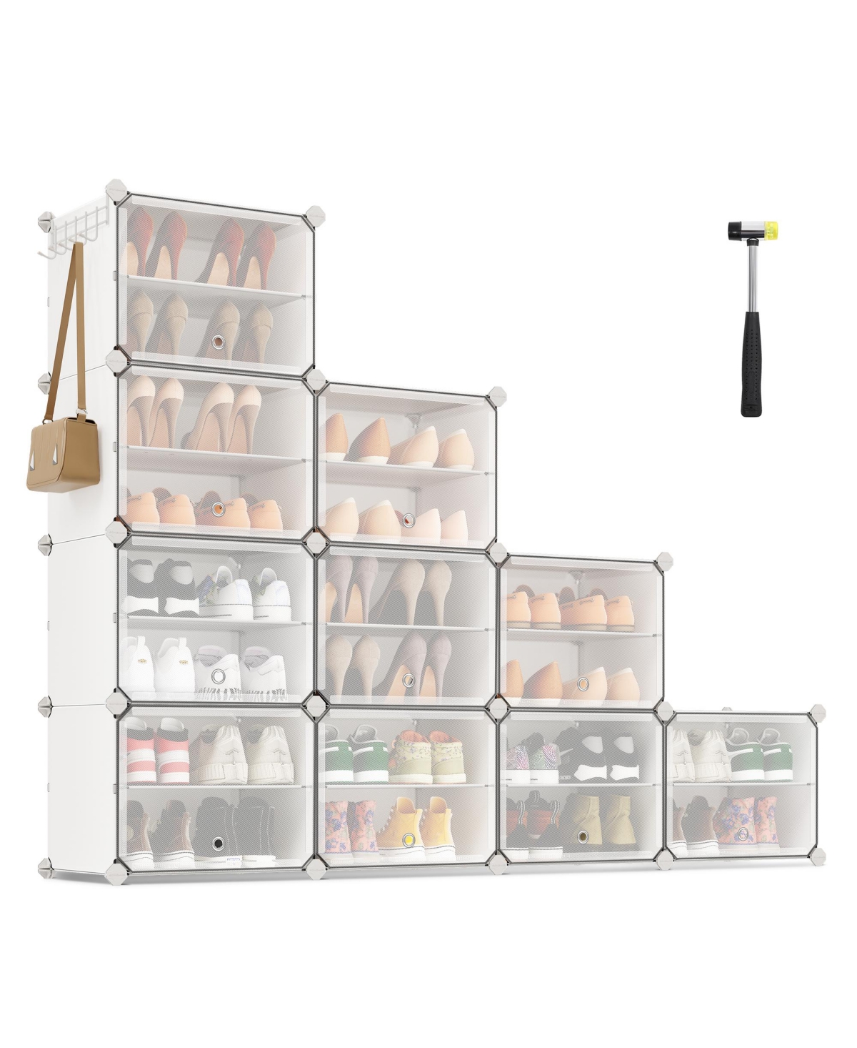40 Pair Plastic Shoe Storage Cabinet - Natural