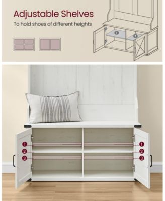 Farmhouse Style Hall Tree with Bench and Shoe Storage