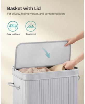 26.5 Gallon Laundry Hamper with Lid and Handles, Dove Grey