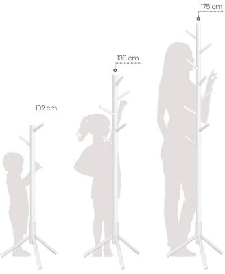 Free Standing Tree-Shaped Coat Rack with Adjustable Height, Brown