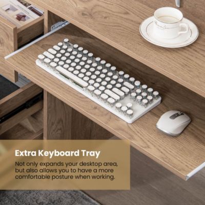 Computer Desk with Power Outlet Keyboard Tray & 3 Large Drawers Type-C & USB Ports
