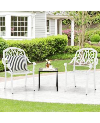 2 PCS Patio Cast Aluminum Dining Chairs Armrests Outdoor Stackable
