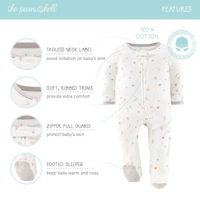 Baby Boys Neutral Celestial Footed Sleepers Girls, 3 Pack