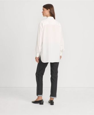 Women's Long Sleeve Oversized Satin Buttondown Tunic