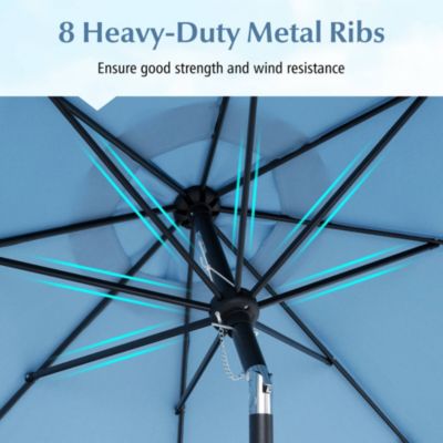 9 FT Patio Umbrella 2-Tier Market Table Umbrella with Sun-Protective Canopy