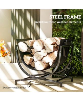 17&amp;#x22; Folding Firewood Rack with Carrier, Wood Storage Holder