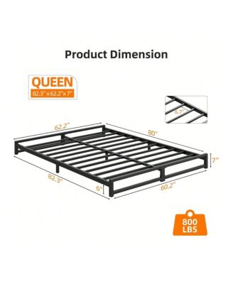 6 Inch Metal Platform Bed Frame With Steel Slat Support, Mattress Foundation And No Box Spring Needed, Easy Assembly