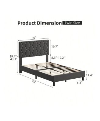 Bed Frame With Headboard Upholstered Bed Frame, Heavy-Duty Platform Bed Frame With Strong Wood Slats, Upholstered Mattress Foundation No Box Spring Needed