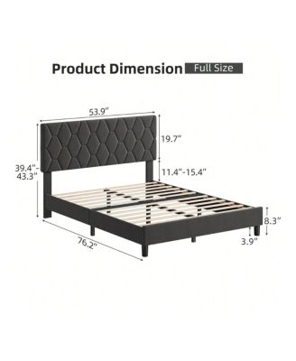 Bed Frame With Headboard Upholstered Bed Frame, Heavy-Duty Platform Bed Frame With Strong Wood Slats, Upholstered Mattress Foundation No Box Spring Needed