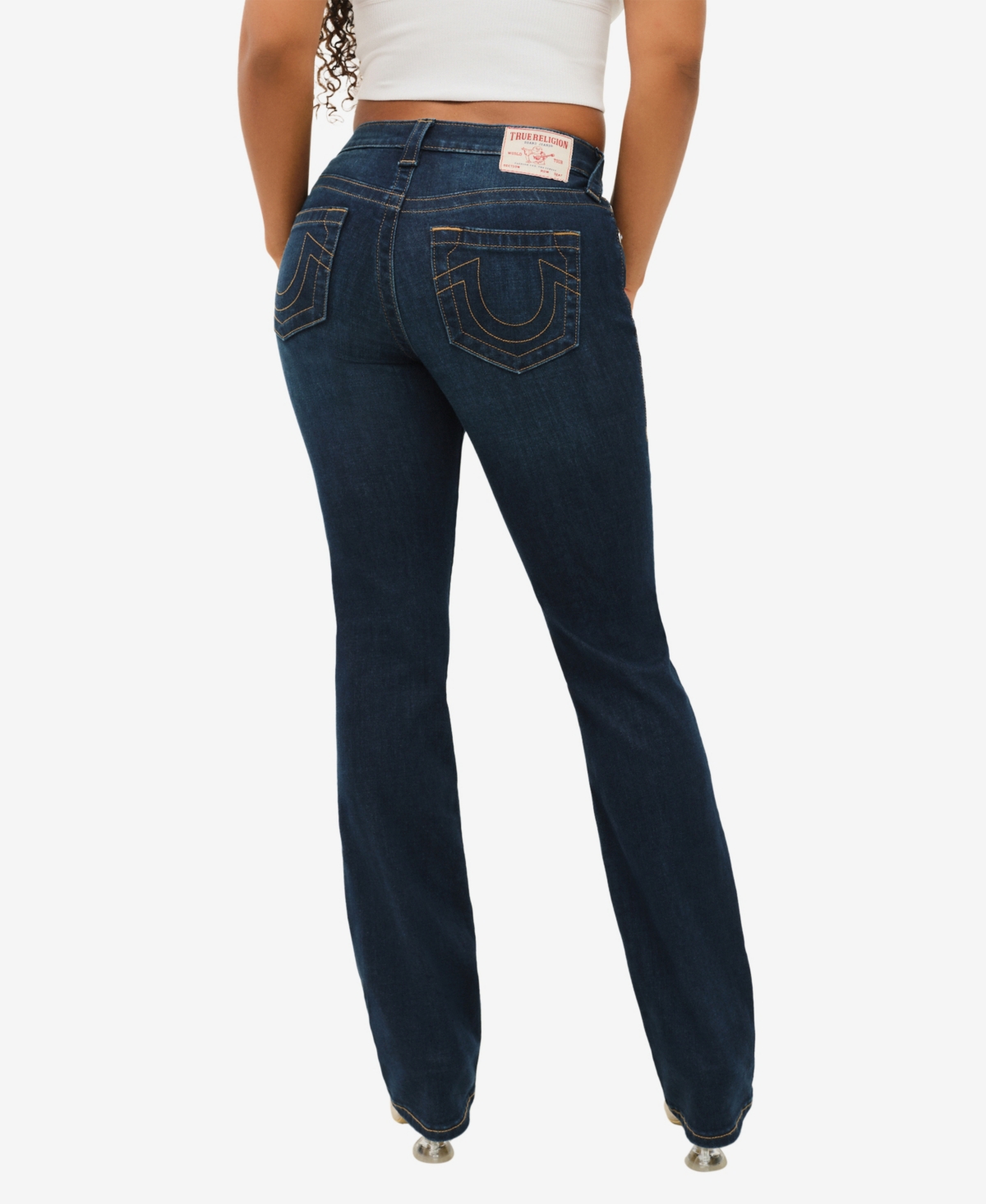 TRUE RELIGION WOMEN'S BILLIE MID RISE STRAIGHT JEANS 