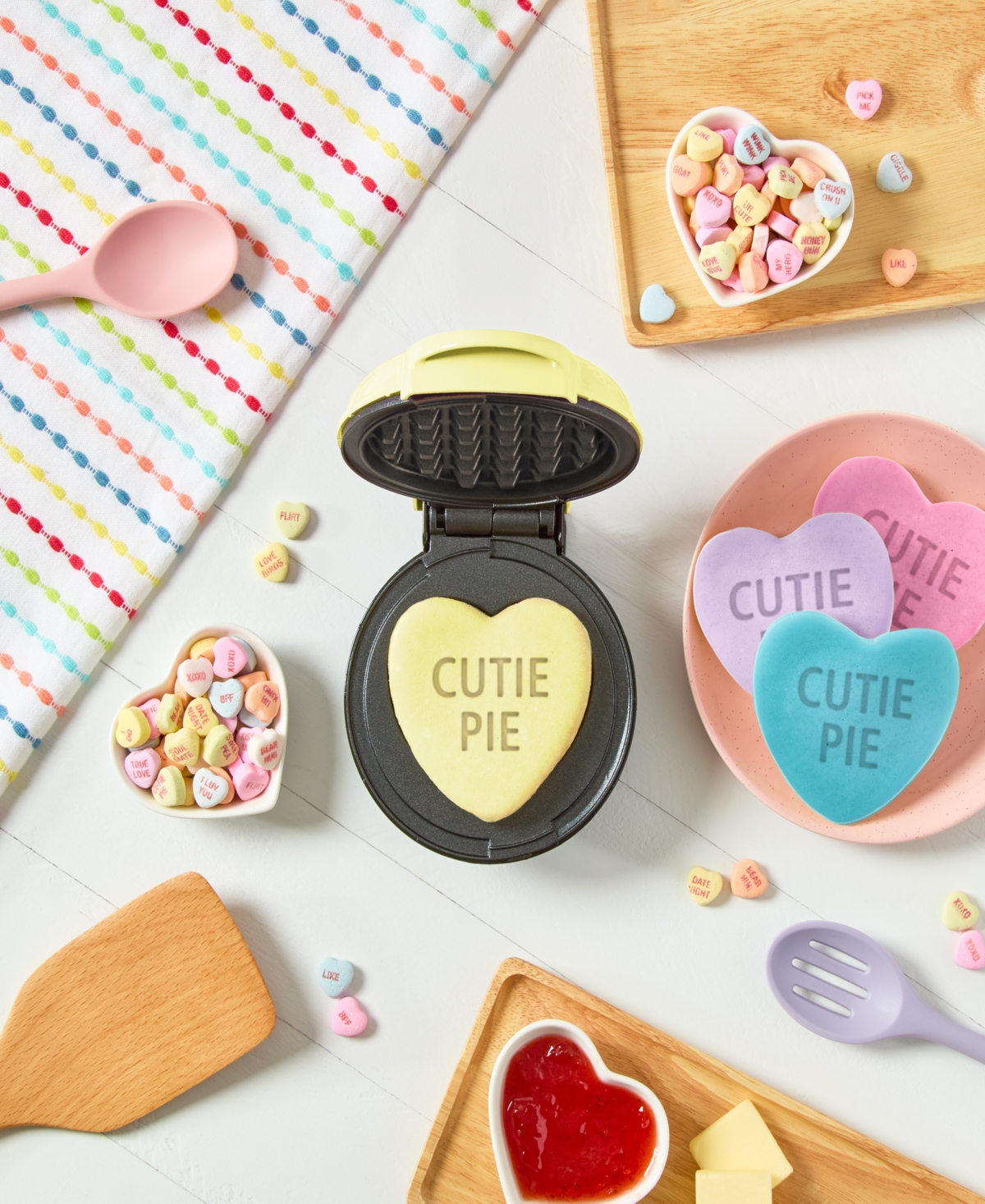 Dash X Sweethearts Cutie Pie Heart Mini Waffle Maker In Light Yellow