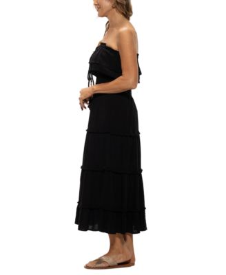 Women's Ruffled Smocked-Waist Tiered Cover-Up Dress