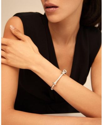 Sterling Silver and 18k Gold Plated Shackle-Shaped Clasp Bracelet