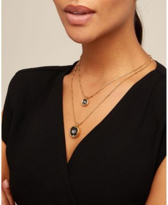 18K Gold Plated and Faceted Crystal Double Necklace