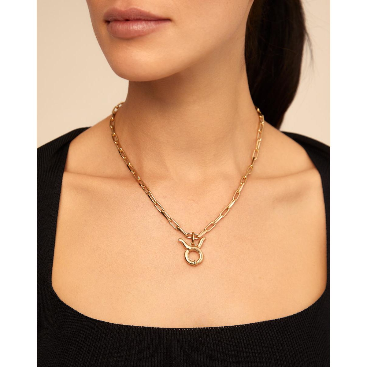 Unode50 Metal Alloy Short Elongated Links Chain In Gold