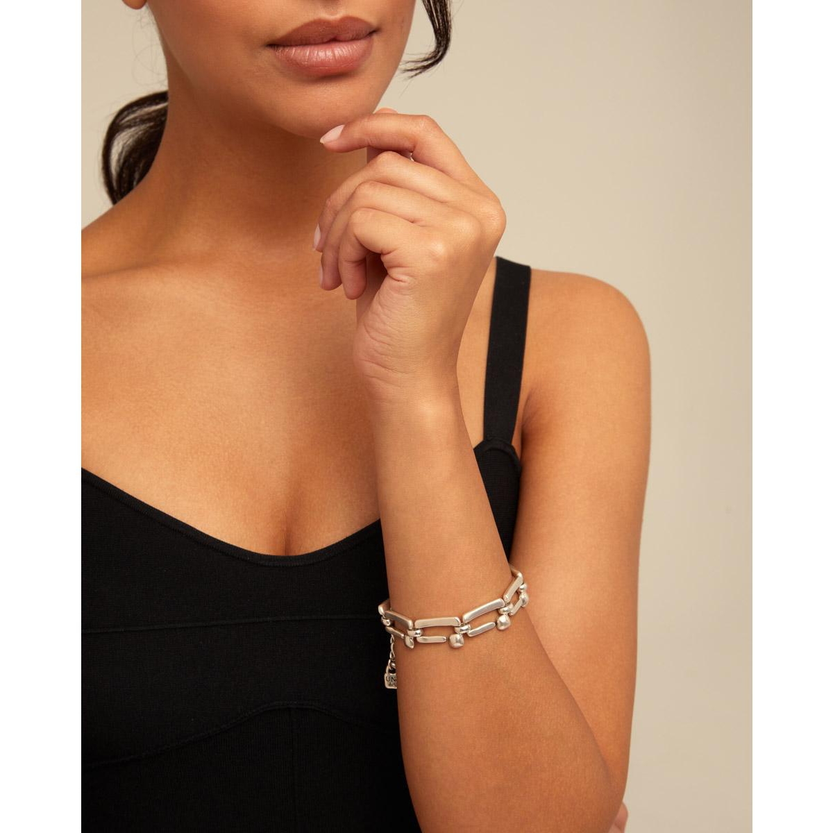 Unode50 Sterling Silver-plated Metal Alloy Medium Size Links Bracelet In Metallic