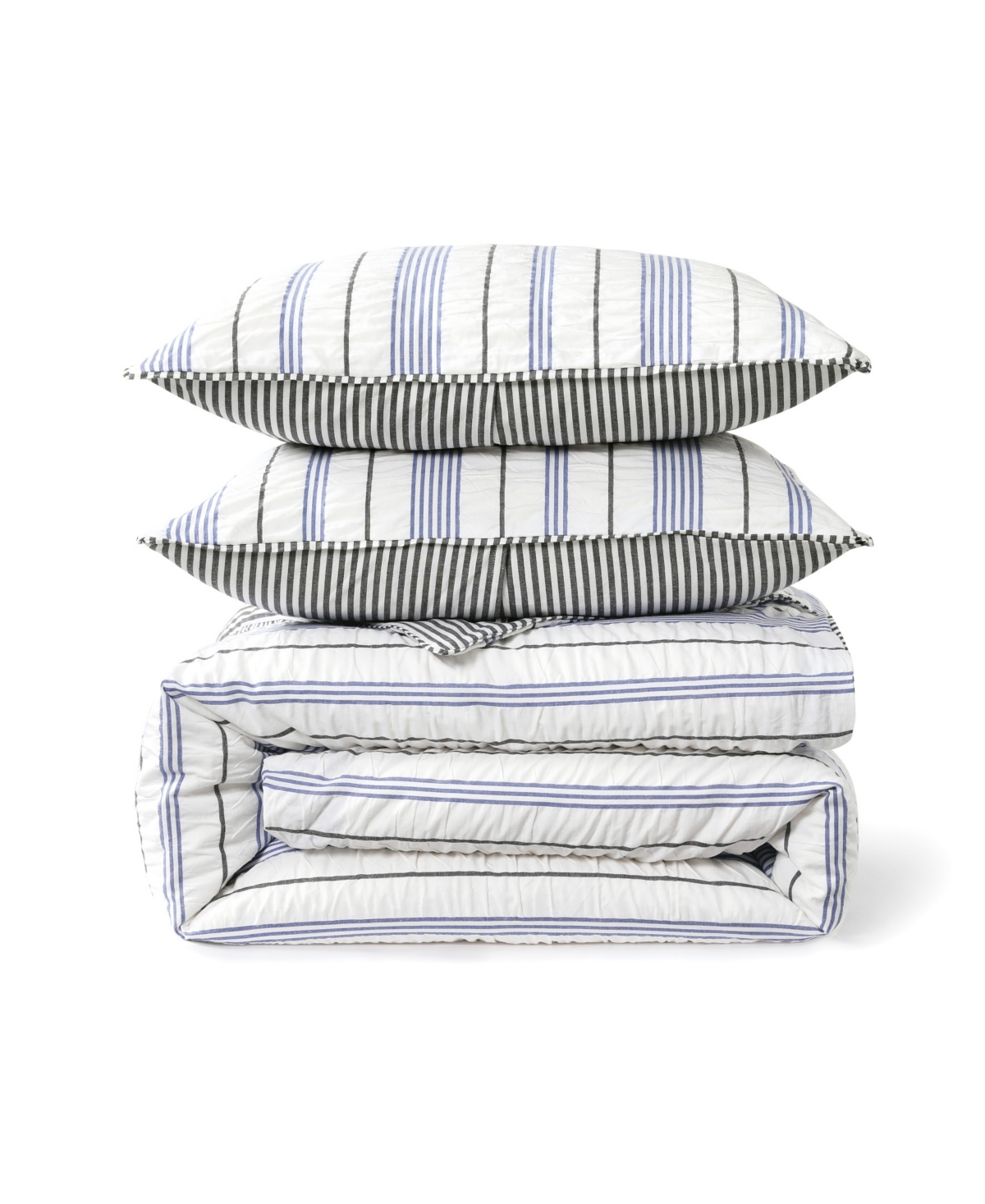 Dkny Seersucker Stripe 3 Piece Comforter Set, Full/queen In Blue