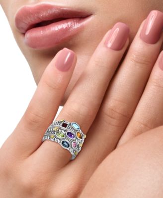 EFFY&reg; Multi-Gemstone (1-1/3 ct. t.w.) Multi-Row Ring in Sterling Silver