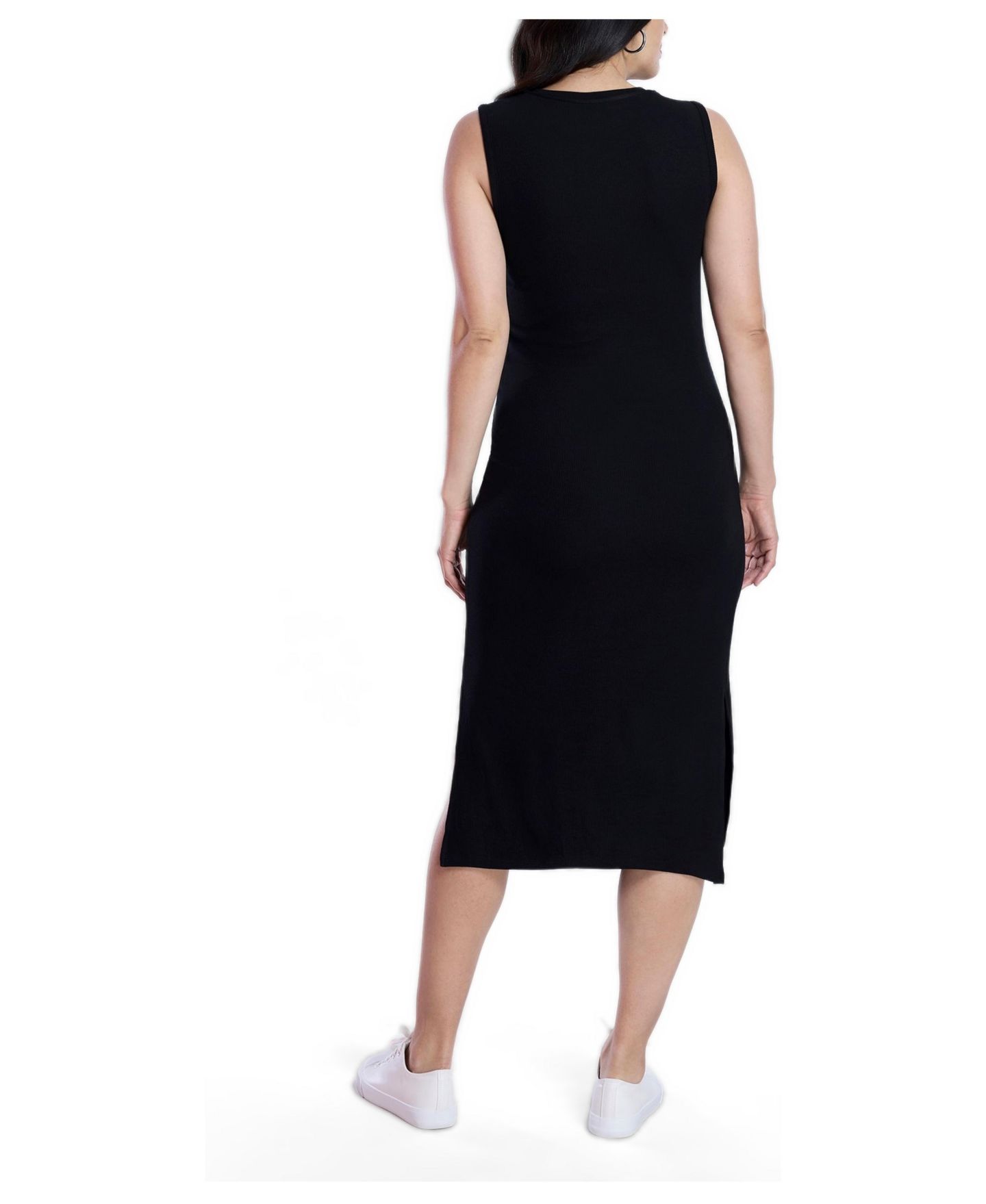 Женское платье Motherhood Maternity Crew Neck Rib Knit Sleeveless Midi Dress - Motherhood, цвет: Чёрный — фото 2