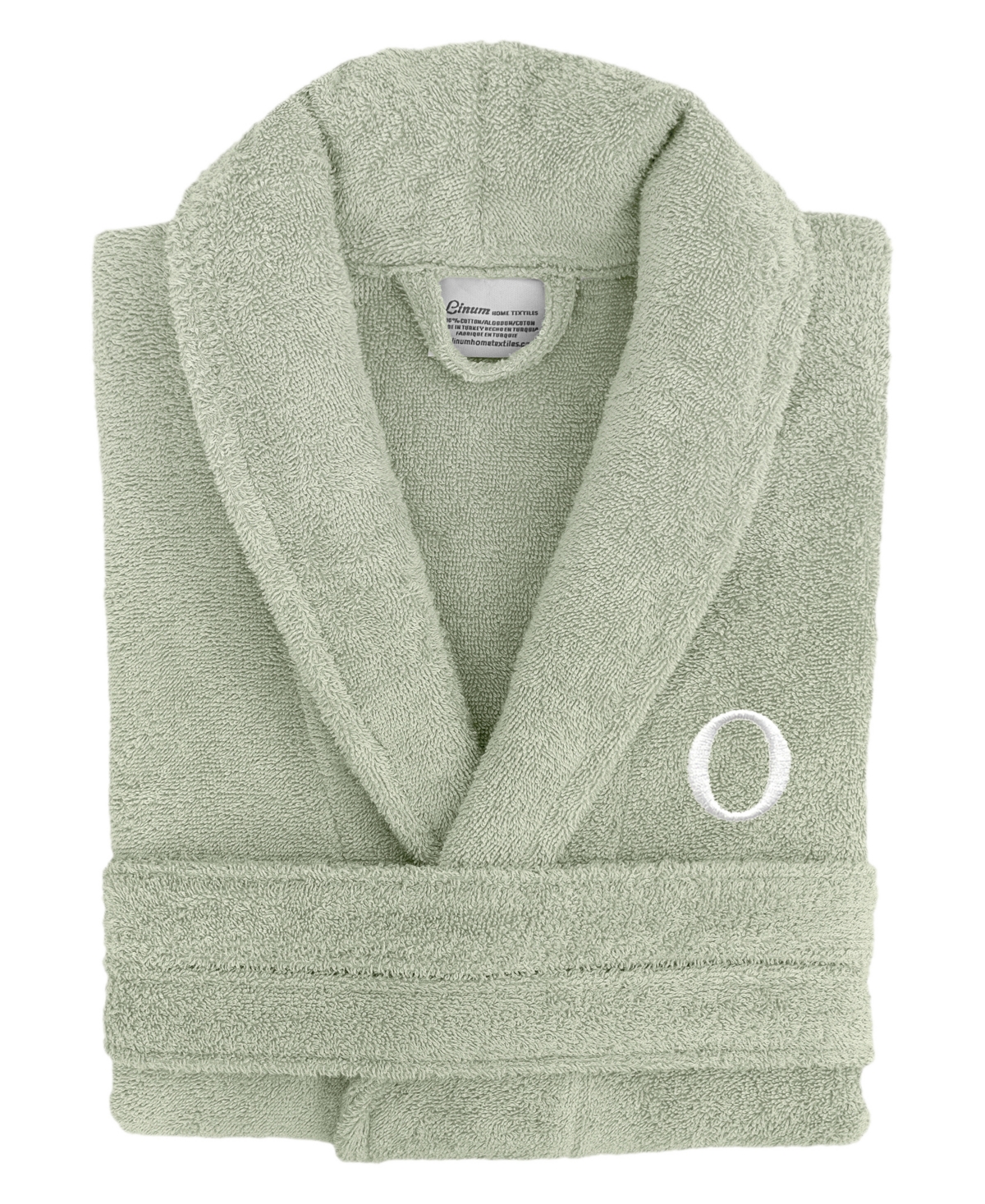 Linum Home Bookman Font 100% Turkish Cotton Unisex Terry Bathrobe In Green O
