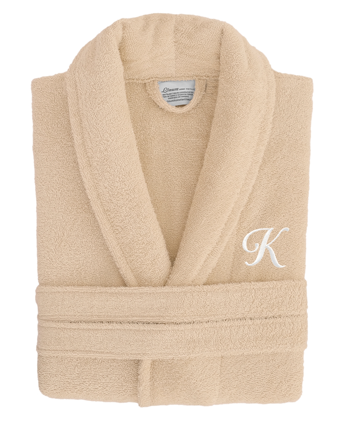 Linum Home Unisex 100% Turkish Cotton Terry Bath Robe In Beige K