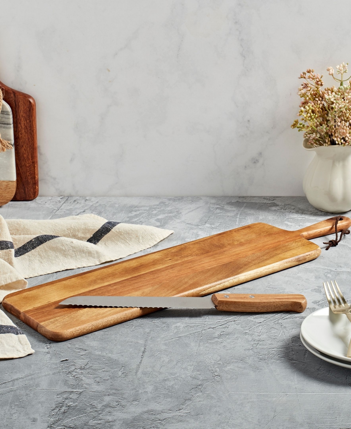 Tabletops Gallery Acacia Rectangular Serving Board Set In Wood