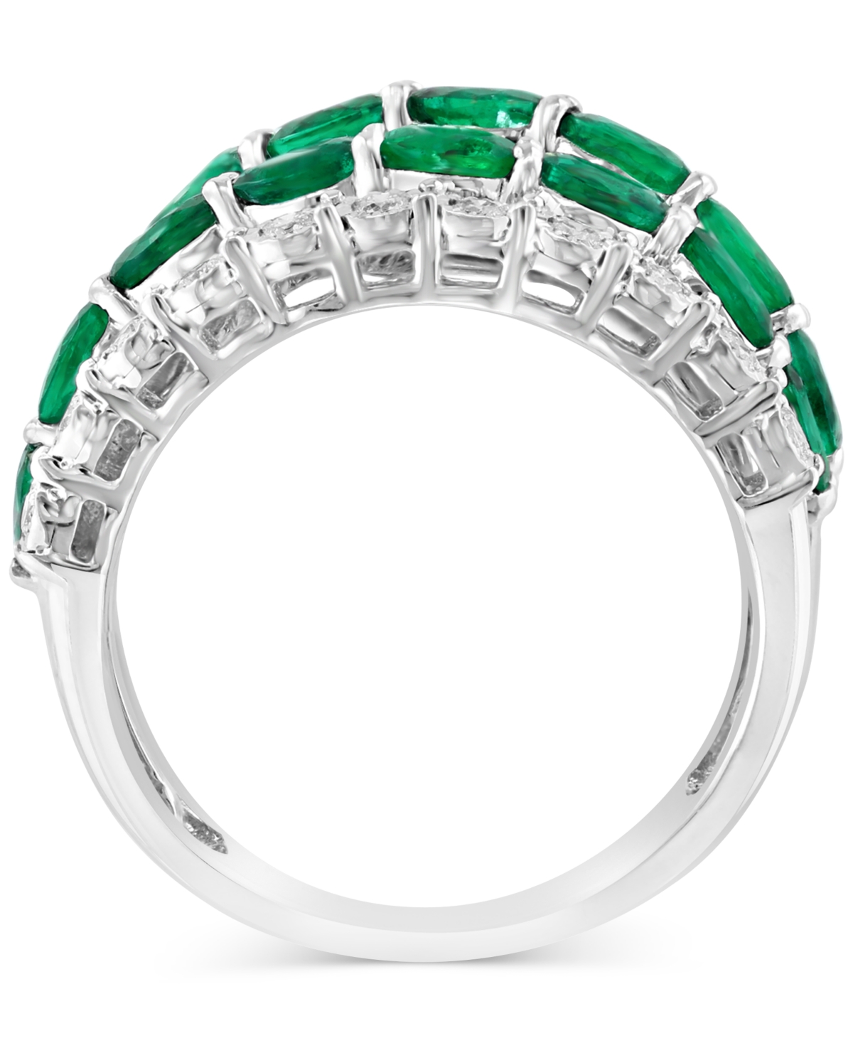 Effy(3 ct. t.w.) & Diamond (1/3 ct. t.w.) Crossover Statement Ring in 14k White Gold - Emerald