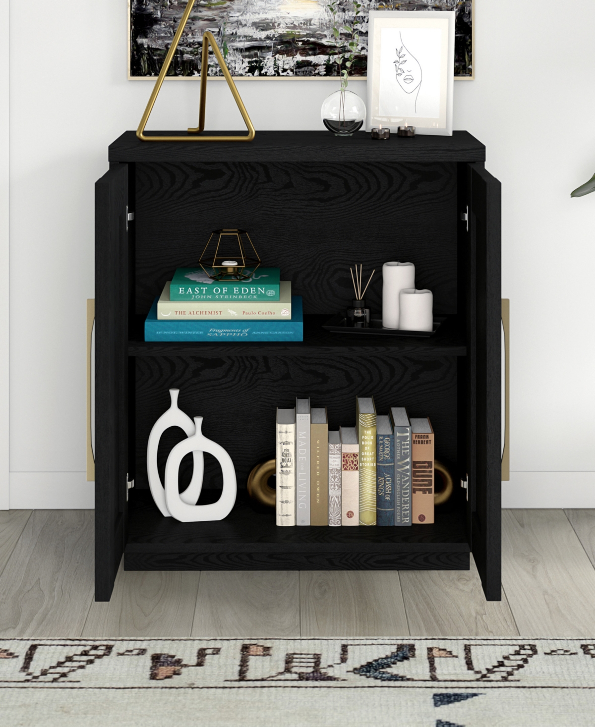 Hudson & Canal 28" Tillman Wide Rectangular Accent Cabinet In Black Grain