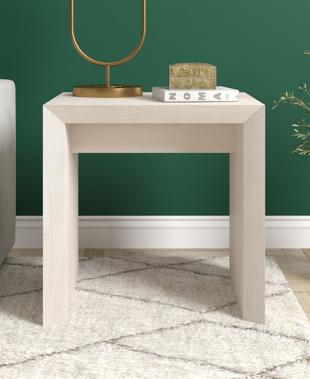 Hudson & Canal 22" Oswin Wide Rectangular Side Table In Alder White