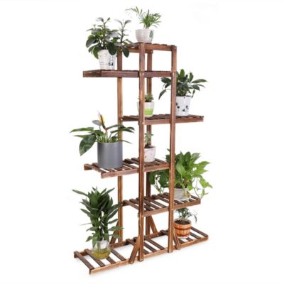 6-Tiered Wood Plant Stand Flower Pot Rack Bonsai Display Bench Patio Shelf Porch
