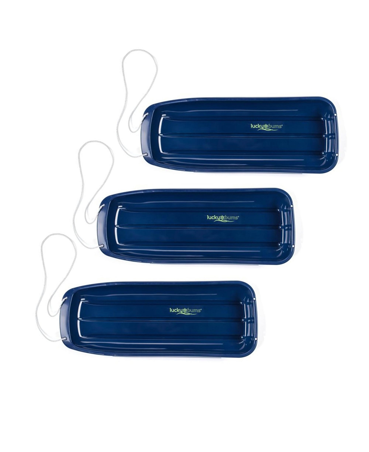 Lucky Bums Kids 48 Inch Plastic Snow Toboggan Sled with Pull Rope, Blue (3 Pack