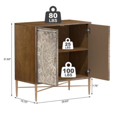 Vintage Wood Storage 2 Door Accent Cabinet