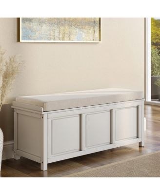 Solid Wood Storage Bench with Open Top, Removable Tray, and Foam Cushion for Entryway or Bedroom
