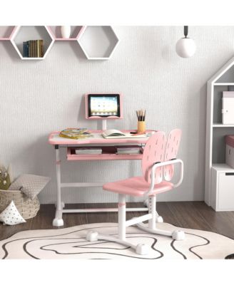 Adjustable Kids Desk and Chair Set with Tilt Desktop, Storage,
