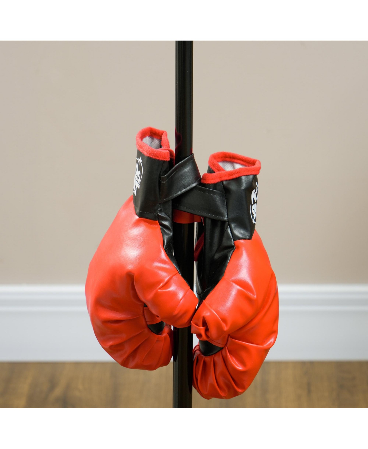 Qaba Kids Punching Bag with Stand & Boxing Gloves for Boys & Girls,- Black