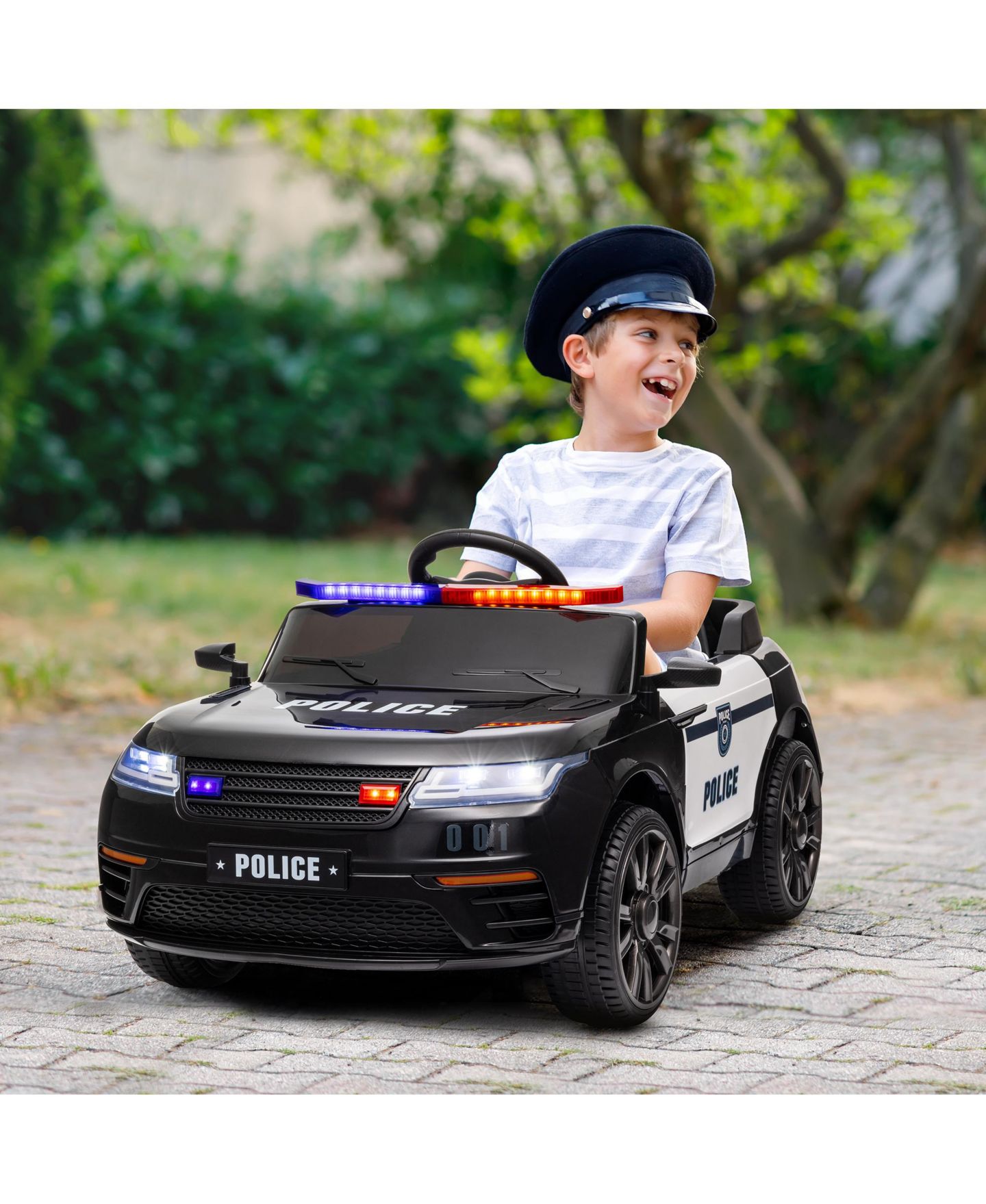 Детская игрушка Qaba 12V Police Patrol Ride-On Car with Remote Control and Adjustable Speeds, 55 lbs., Ages 3-7, цвет: Чёрный — фото 3