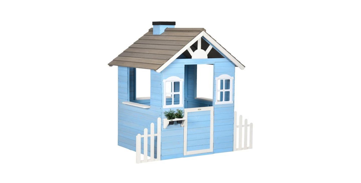Детская игрушка Slickblue Kids Wooden Playhouse, Ages 3-7, цвет: Синий — фото 1