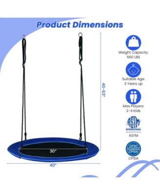 Kids 40 Inches Saucer Tree Swing Adults-Navy