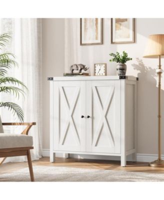 Buffet Cabinet Farmhouse Storage Cabinet with Doors and Shelves, Buffets and Sideboards Entryway Cabinet with Storage Accent Console Cabinet for Living Room, Dining Room (White)