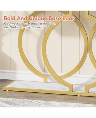 55 inch Faux Marble Entryway Table Narrow Long Sofa Table, Modern Accent Table