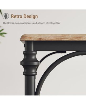 Dining Table Set for 4, Kitchen Table Set with Upholstered Bench, Dining Room Table Set for 4-6 with Cozy Cushion, 3 Piece Dining Table Set for Small Space, Apartment, Burlywood